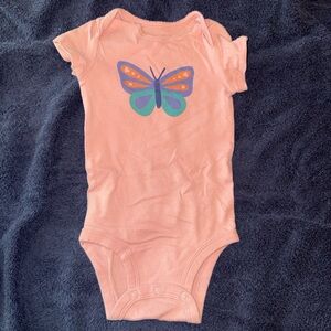 Carter's Peach Short-Sleeve One-Piece with Butterfly Graphic